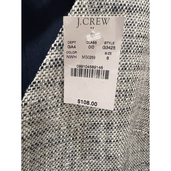 J. Crew Navy Ivory Tweed Sheath Dress Eyelet Panel Size 8 - Picture 12 of 12